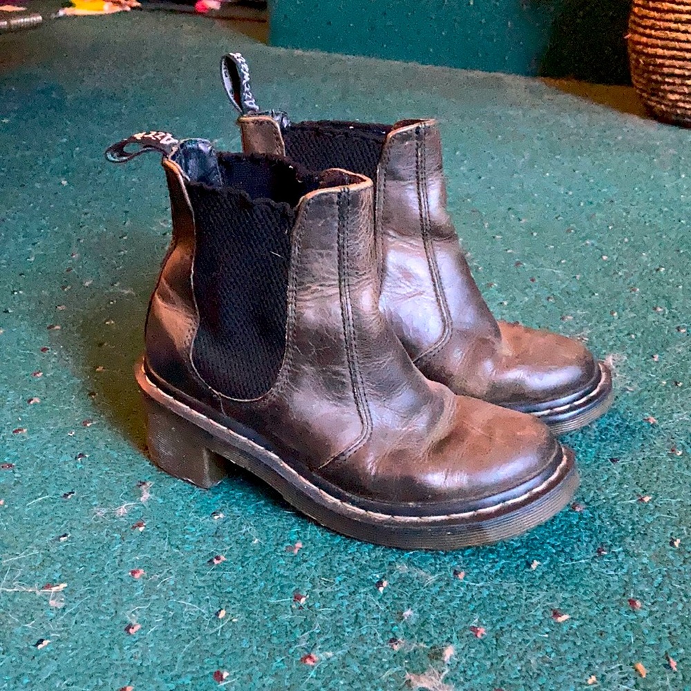 Doc Marten leather heeled ankle boots booties